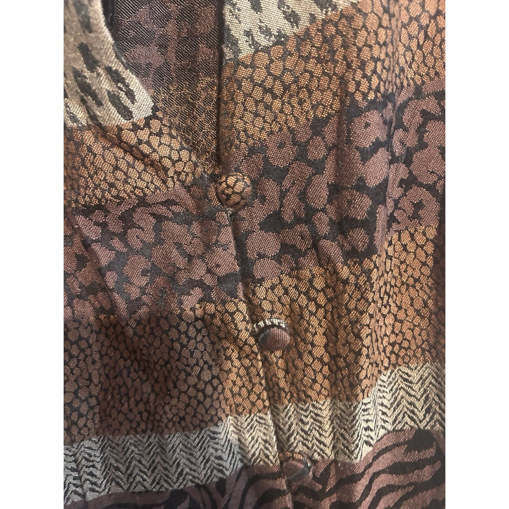 Jessica Howard Sleeveless Chiffon Collared Button Front Leopard Blouse Sz 14