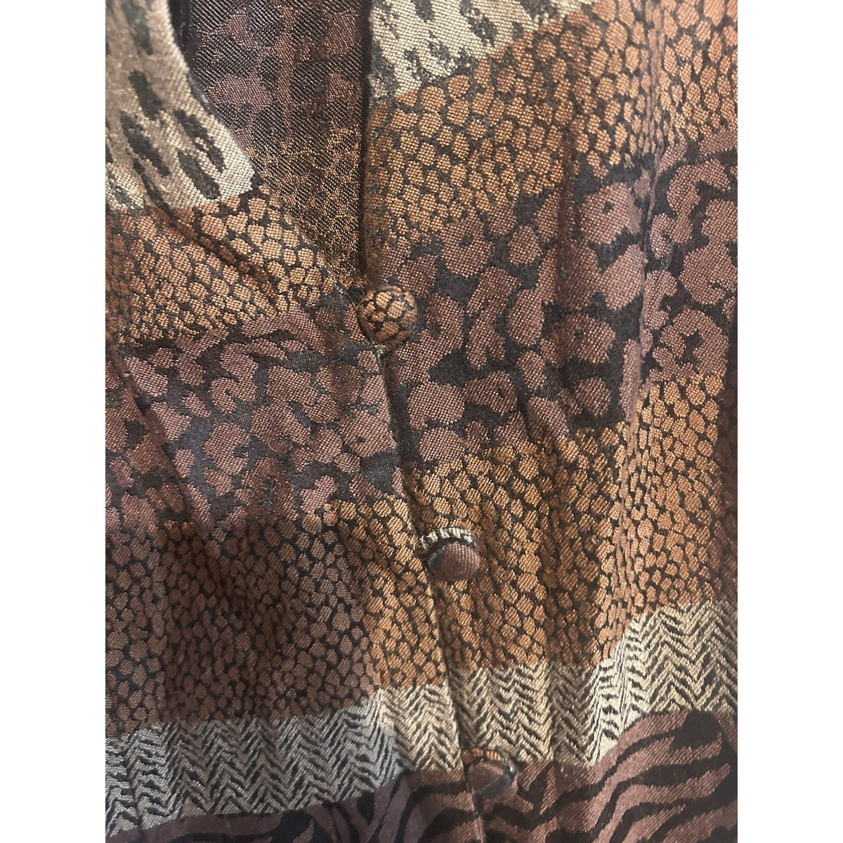 Jessica Howard Sleeveless Chiffon Collared Button Front Leopard Blouse Sz 14