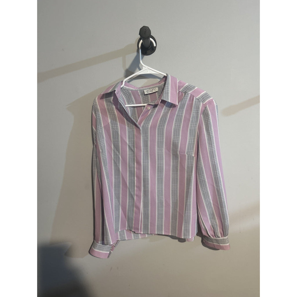 Cripo Sportive Women's 44 Button Down Vertical Stripe 100% Polyester Top