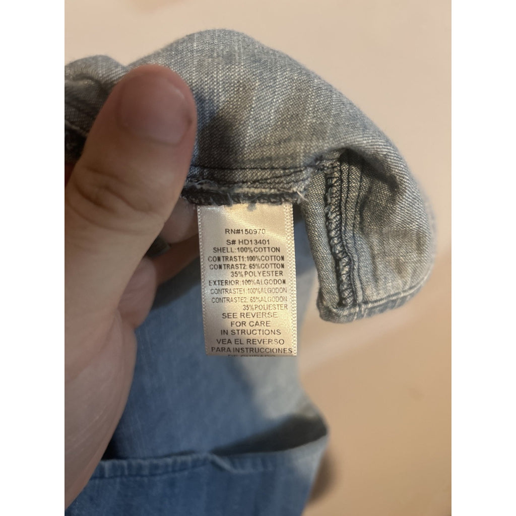 Humming Bread Denim Dress with Large Pockets and Crisscross Neckline Size Medium