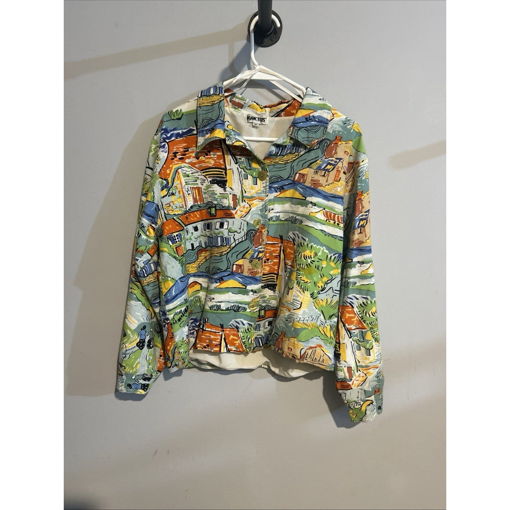 VTG Kaktus Jacket Women’s Art To Wear Abstract Linen Medium