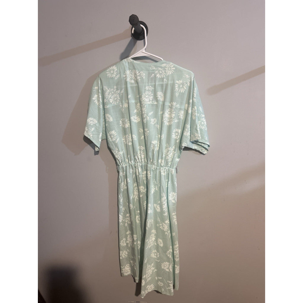 Stuart Alan USA Made Blue/White Floral Shirt Dress SS Knee Length Size 14