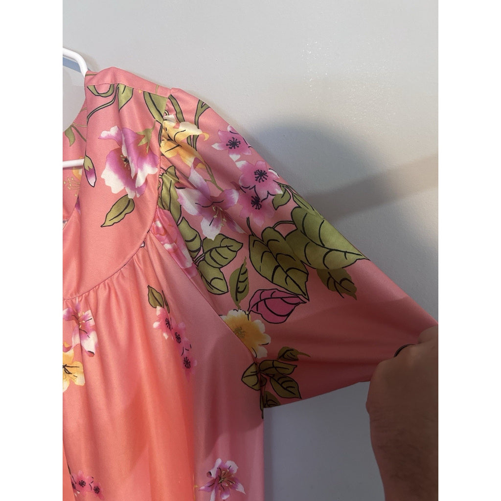 Anthony Richards Women Pink/Multicolor Floral V-Neck Shift Dress SS 2XL