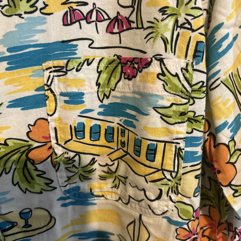 ERIKA Tropical Resortwear Button Up Top Shirt Size 1X Cotton Blend 90’s-00’s