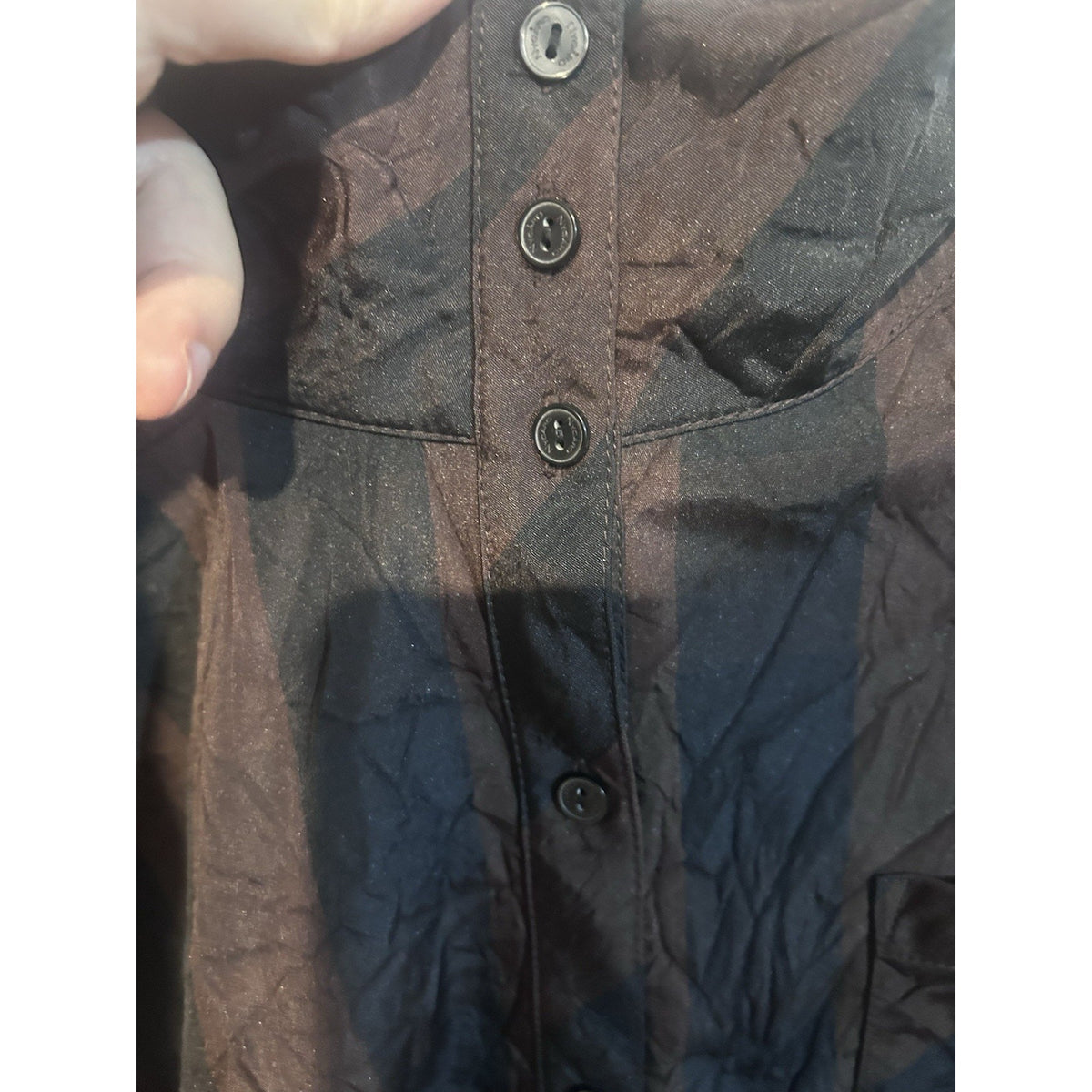 Peter Nygard Women’s Woven Collared Plaid LS Button-Up Shirt Sz 16 Brown/Black