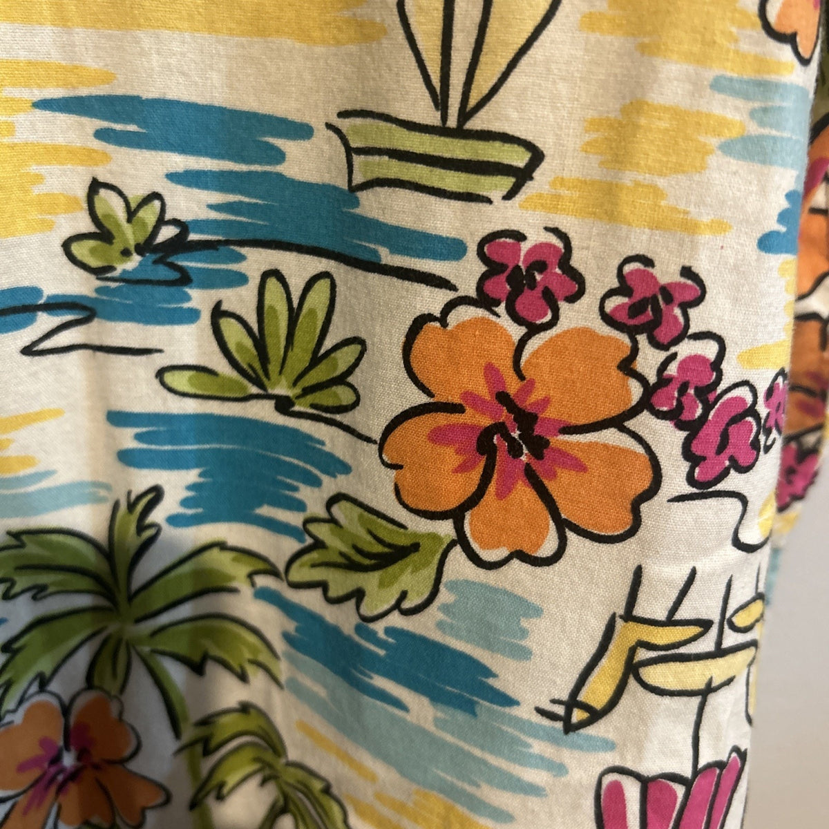 ERIKA Tropical Resortwear Button Up Top Shirt Size 1X Cotton Blend 90’s-00’s