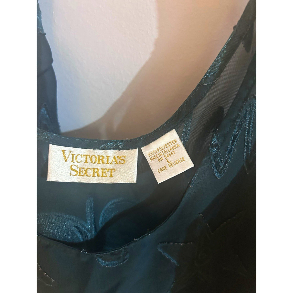 Victoria's Secret Women’s Green Satin Polyester Embroidered Cami Babydoll, L
